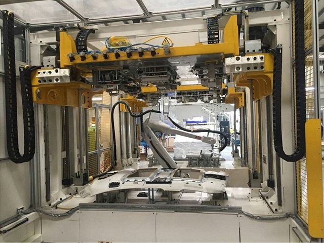 Robot gluing assembly line